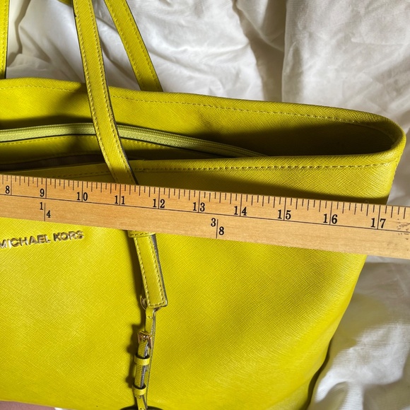 Michael Kors Neon Lime Green Tote with Gold Charm - Picture 9 of 10